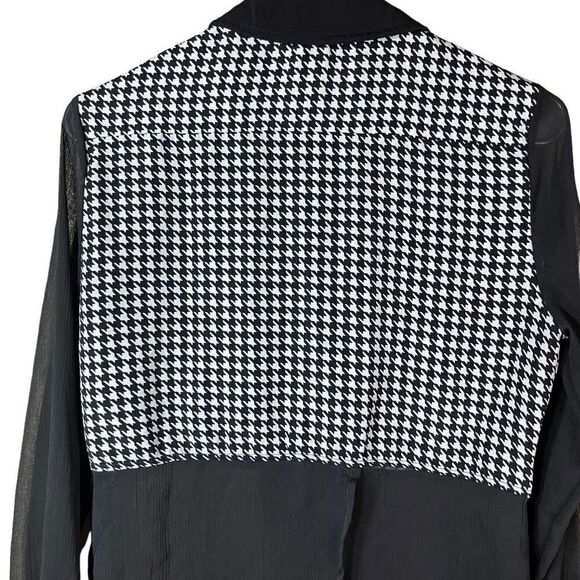 Vintage Signature Studio houndstooth semi sheer blouse size small - Picture 10 of 11